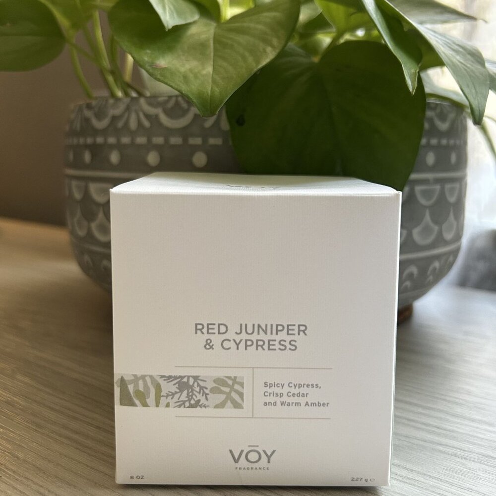 NEW VOY Fragrance Red Juniper Cypress Candle Woodsy Mountains Cedar Crisp Fall